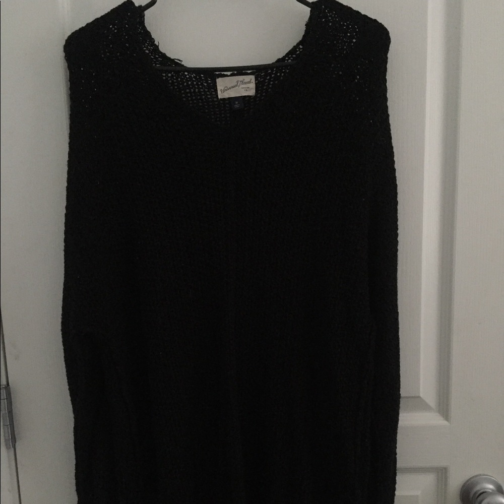 asymmetrical woven black sweater